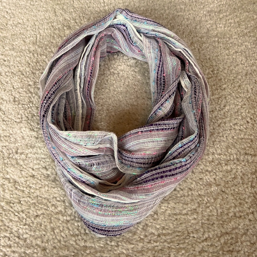 Women’s scarf looks great with denim jacket